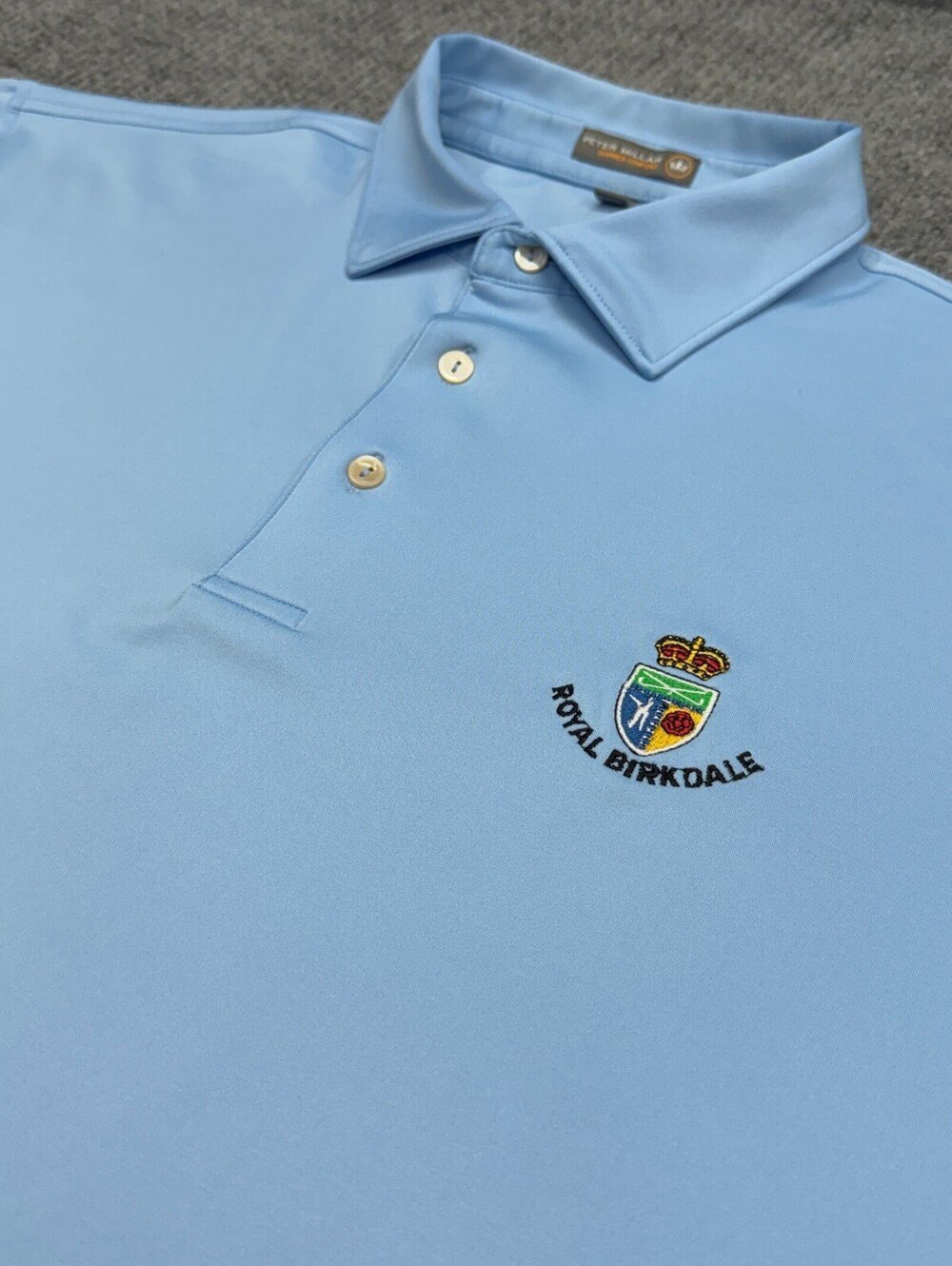 Peter Millar Summer Comfort Polo Shirt Mens XL Sky Blue Royal Birkdale Golf Club